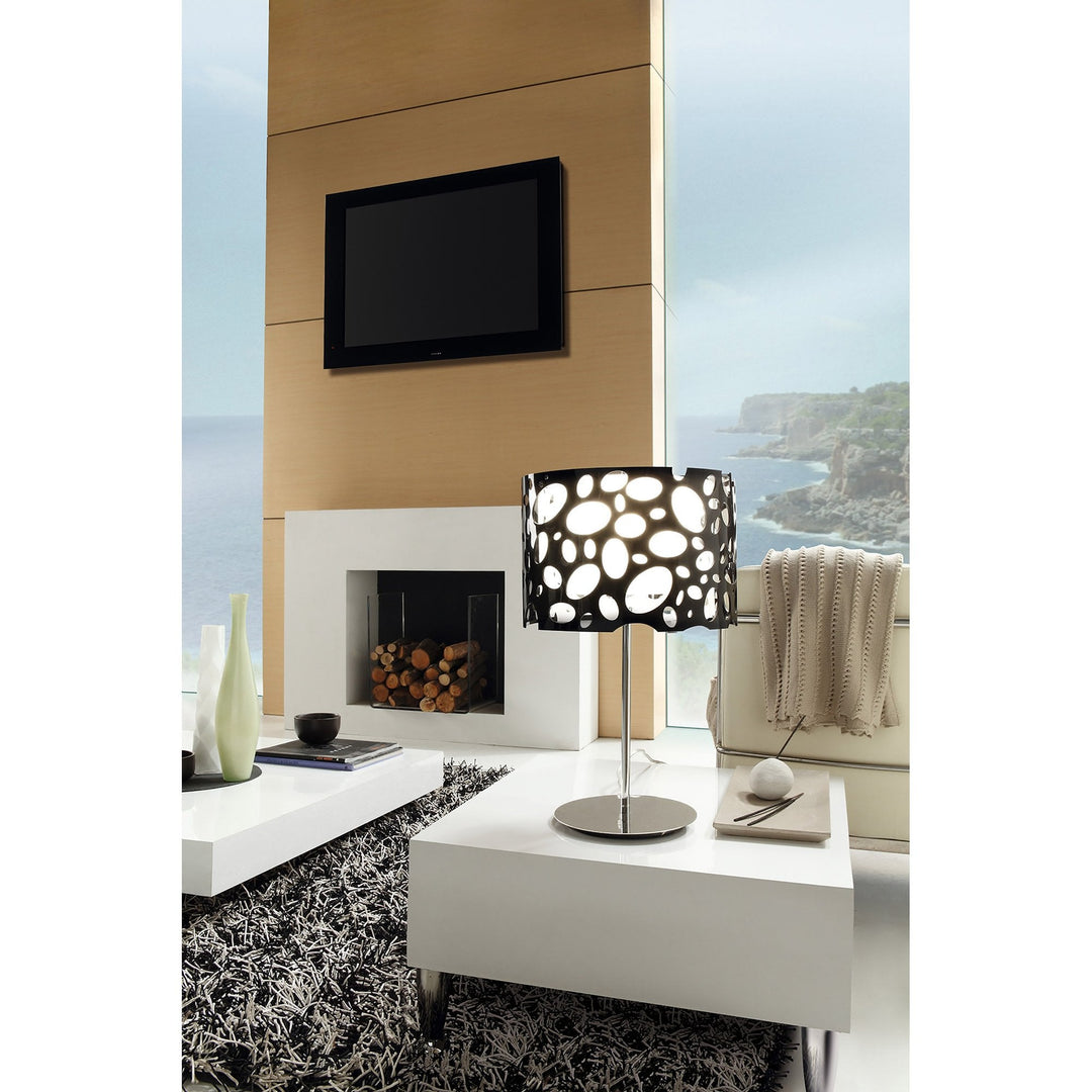 Mantra M1358 Lupin Linear Pendant 2 Light E27 Gloss Black White Acrylic Polished Chrome