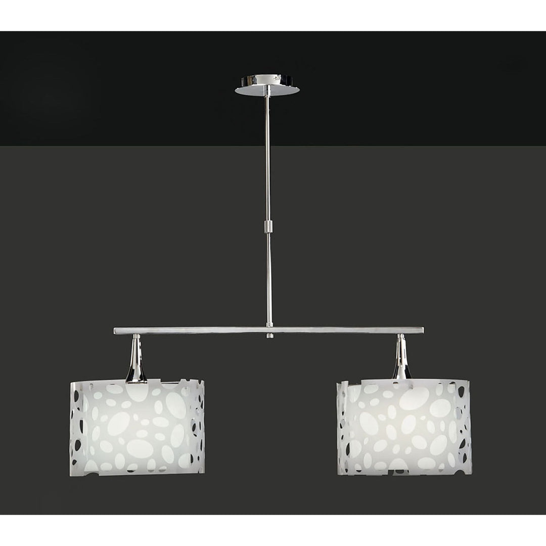 Mantra M1369 Lupin Linear Pendant 2 Light E27 Line Large Gloss White White Acrylic Polished Chrome