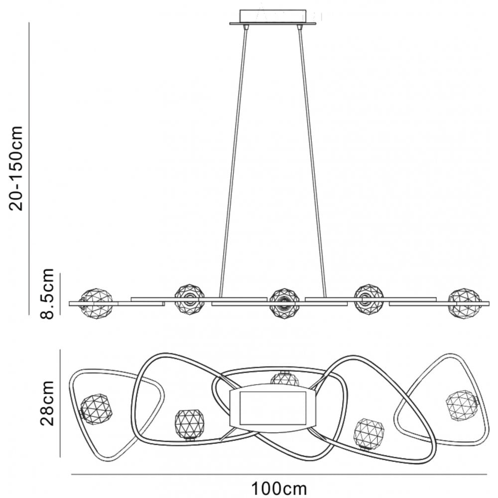 Mantra M5012 Lux Pendant 5 Light Line Polished Chrome