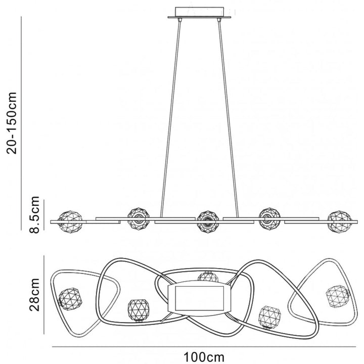 Mantra M5012 Lux Pendant 5 Light Line Polished Chrome