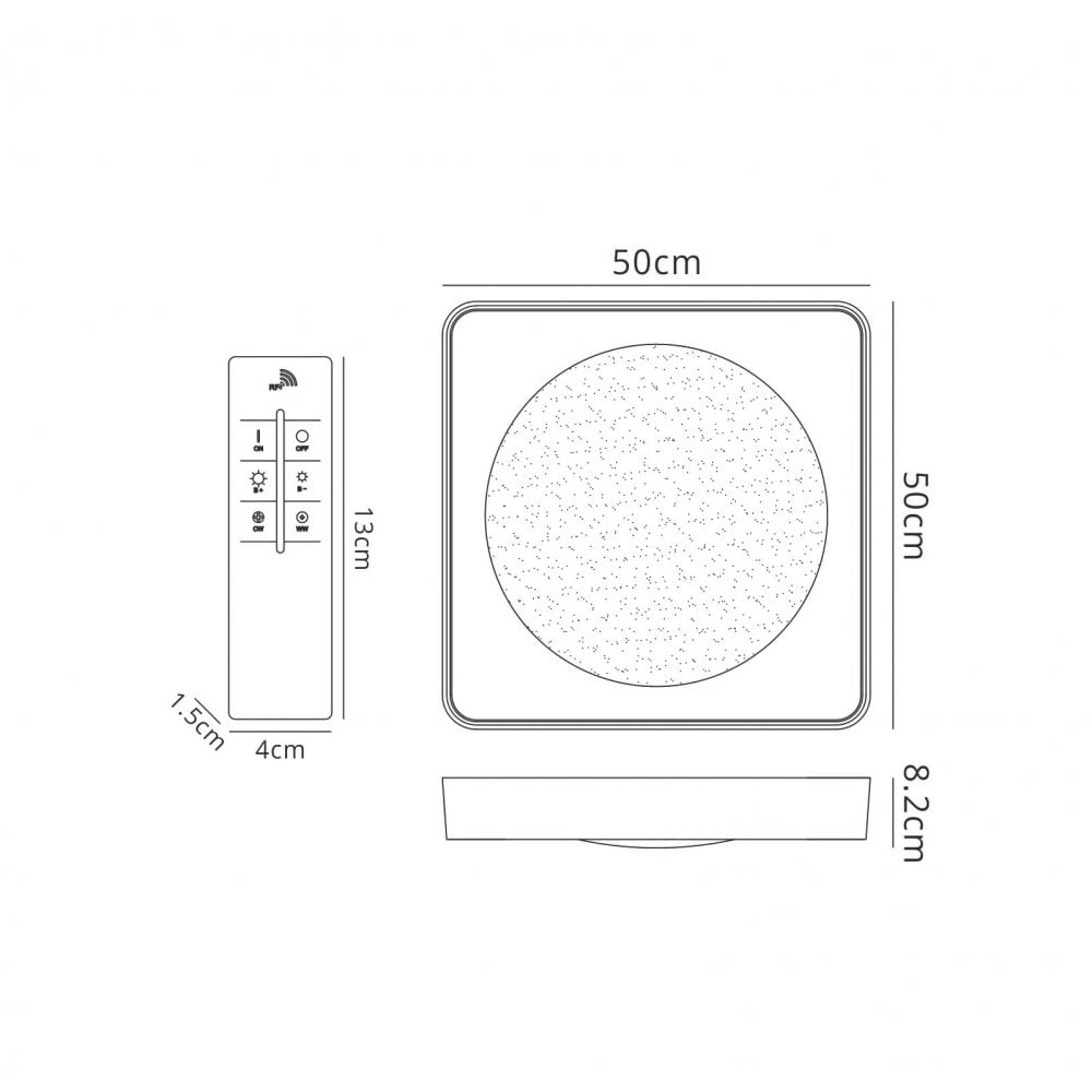 Mantra M5921 Male Flush 50cm Square 24W LED -6500K Tuneable Remote Control Chrome / White / Acrylic