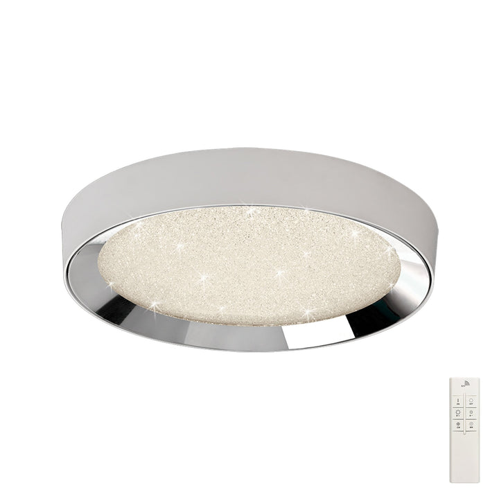 Mantra M5923 Male Flush 50cm Round 24W LED -6500K Tuneable Remote Control Chrome / White / Acrylic