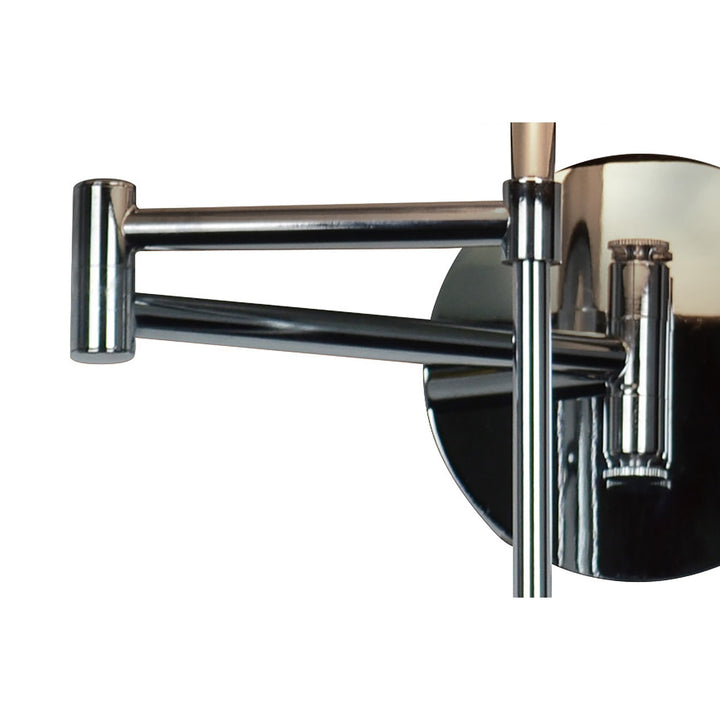 Mantra M8466/1 Manhattan Wall Lamp 1 Light E14 Swing Arm Polished Chrome/Frosted Glass Black Patterned Shade