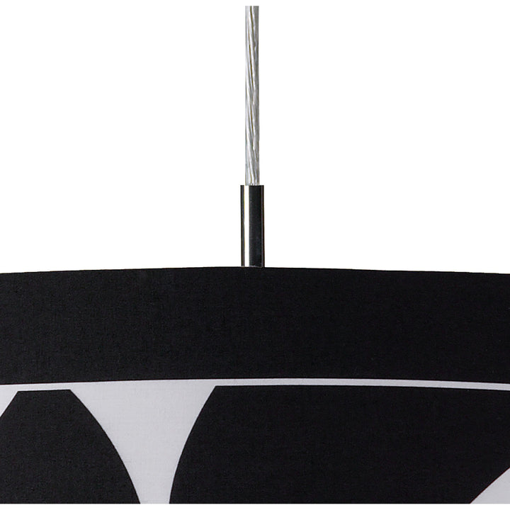 Mantra M8470/1 Manhattan Pendant Small 3 Light Polished Chrome/Frosted Glass Black Patterned Shade