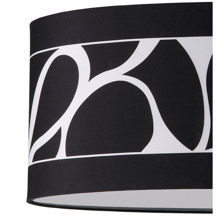 Mantra M8470/1 Manhattan Pendant Small 3 Light Polished Chrome/Frosted Glass Black Patterned Shade