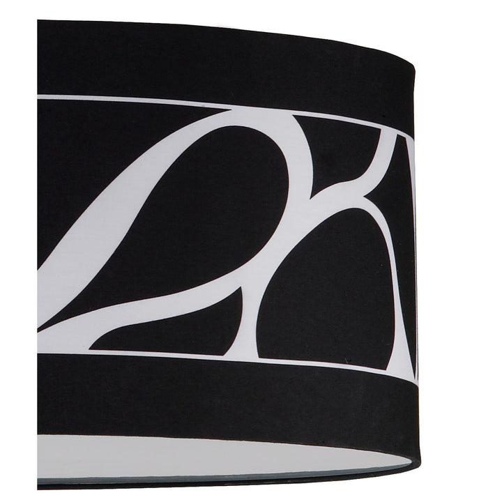 Mantra M8470/1 Manhattan Pendant Small 3 Light Polished Chrome/Frosted Glass Black Patterned Shade