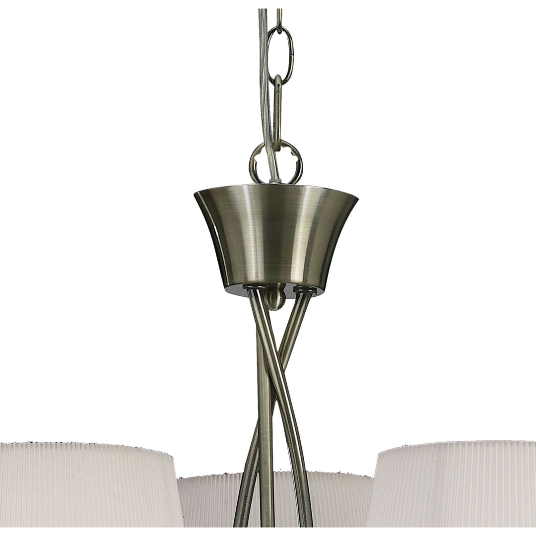 Mantra M1640AB Mara Pendant 3 Light E14 Antique Brass Ivory White Shades