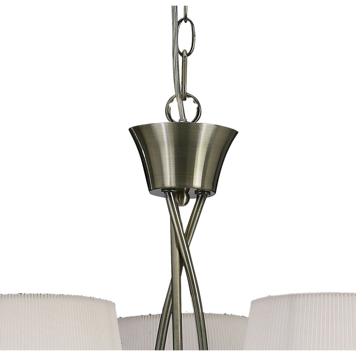 Mantra M1640AB Mara Pendant 3 Light E14 Antique Brass Ivory White Shades