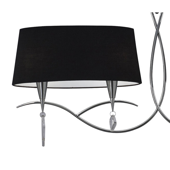 Mantra M1642/BS Mara Linear Pendant 2 Arm 4 Light E14 Polished Chrome Black Shades