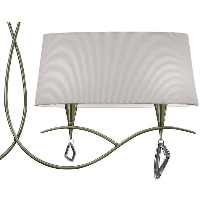 Mantra M1642AB Mara Linear Pendant 2 Arm 4 Light E14 Antique Brass Ivory White Shades