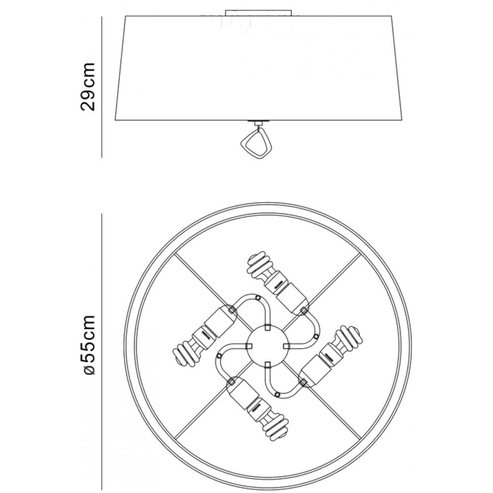 Mantra M1646AB Mara Flush Ceiling 4 Light E27 Round Antique Brass Ivory White Shade