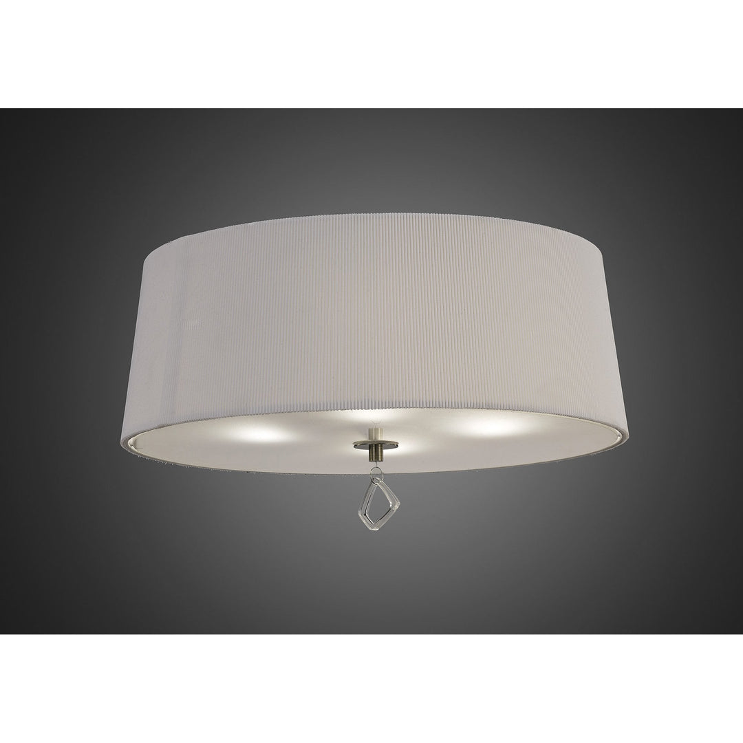 Mantra M1646AB Mara Flush Ceiling 4 Light E27 Round Antique Brass Ivory White Shade