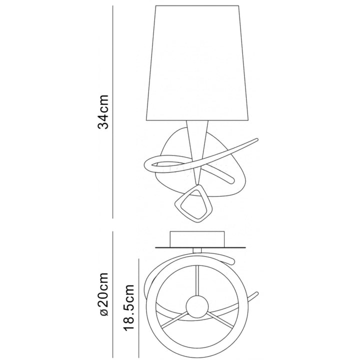 Mantra M1647/S Mara Wall Lamp 1 Light Polished Chrome/cream Switched