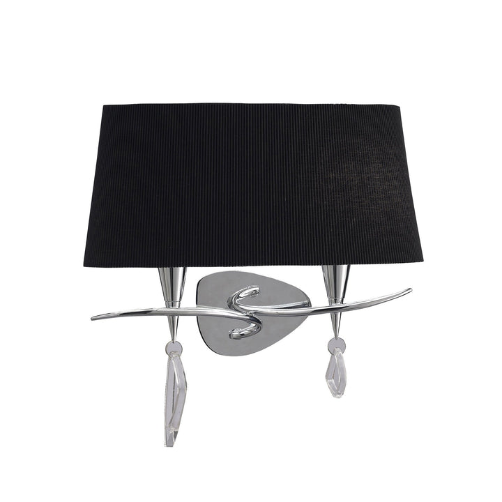 Mantra M1648/S/BS Mara Wall Lamp Switched 2 Light Polished Chrome Black Shade