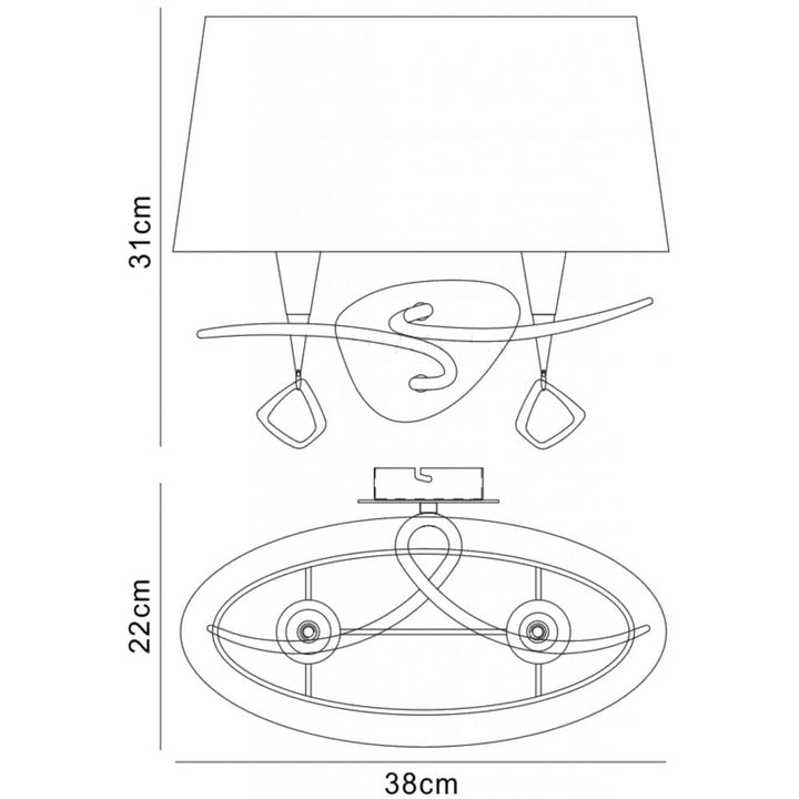 Mantra M1648/S/BS Mara Wall Lamp Switched 2 Light Polished Chrome Black Shade