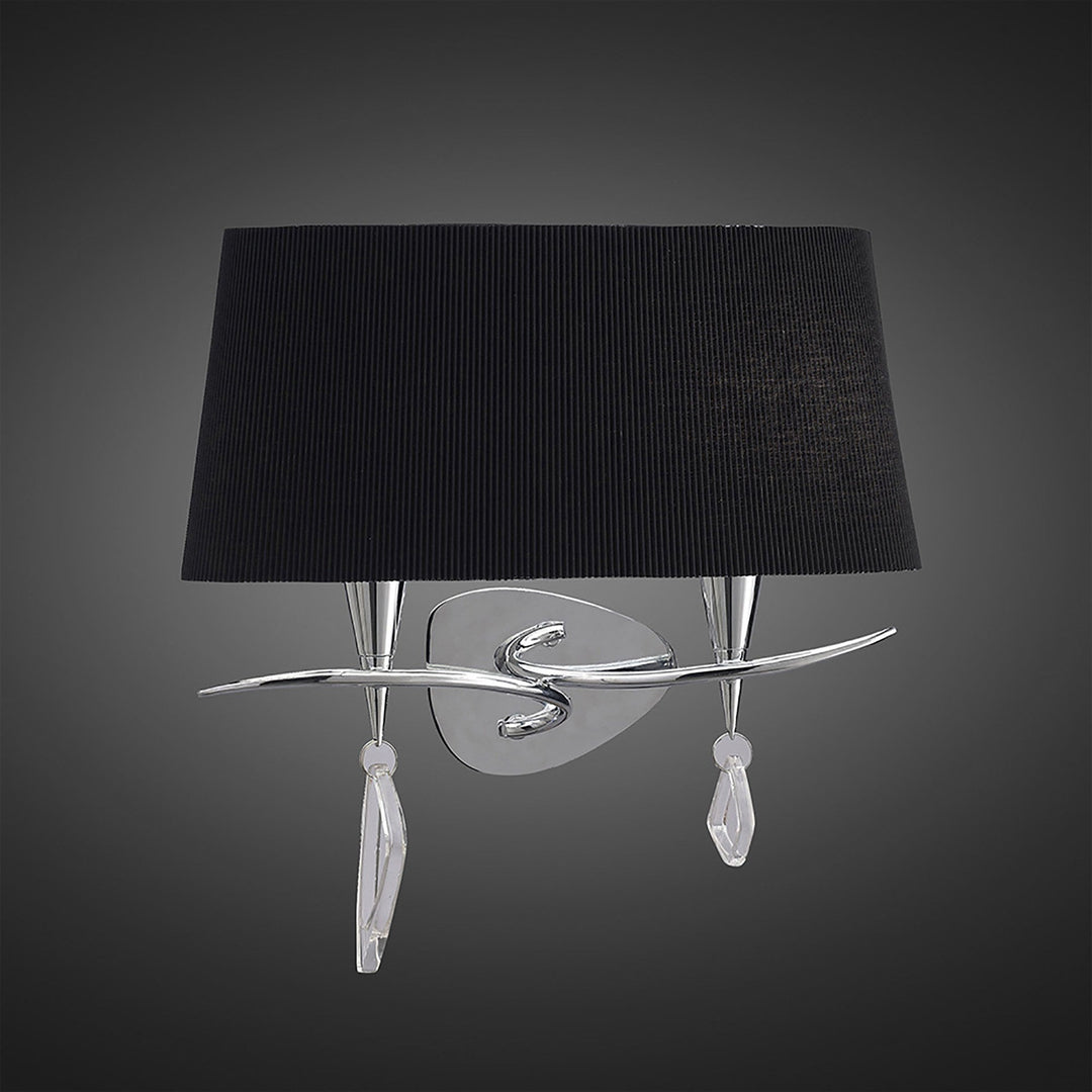 Mantra M1648/S/BS Mara Wall Lamp Switched 2 Light Polished Chrome Black Shade