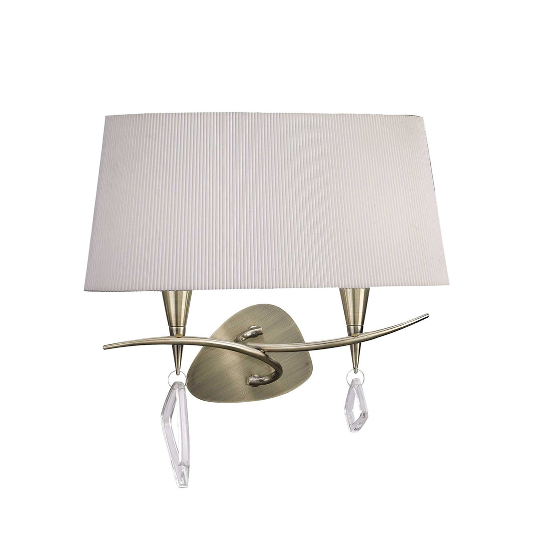 Mantra M1648AB Mara Wall Lamp 2 Light E14 Antique Brass Ivory White Shade