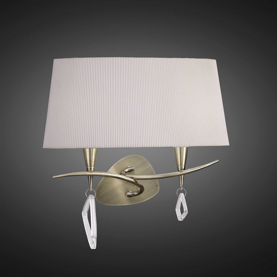 Mantra M1648AB Mara Wall Lamp 2 Light E14 Antique Brass Ivory White Shade