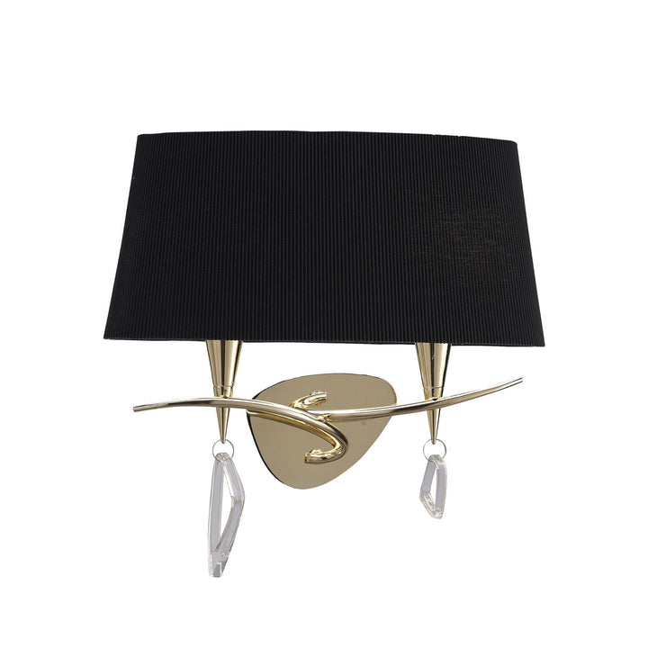 Mantra M1648FG/S/BS Mara Wall Lamp Switched 2 Light E14 French Gold Black Shade