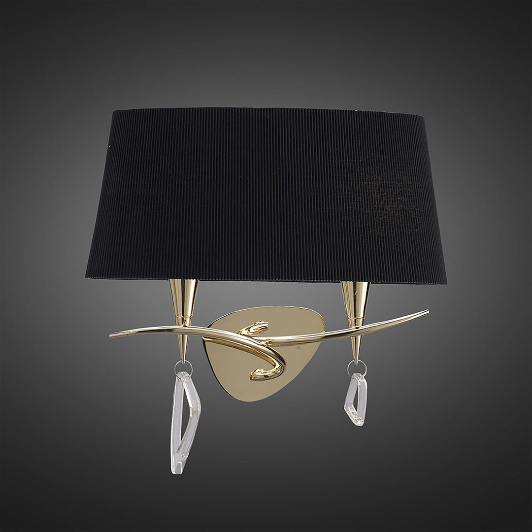 Mantra M1648FG/S/BS Mara Wall Lamp Switched 2 Light E14 French Gold Black Shade