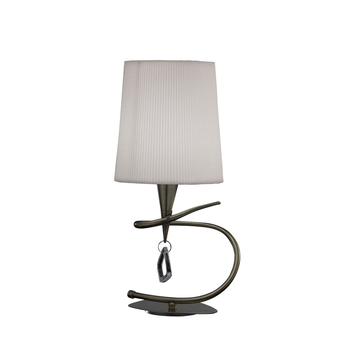 Mantra M1649AB Mara Table Lamp 1 Light E14 Small Antique Brass Ivory White Shade