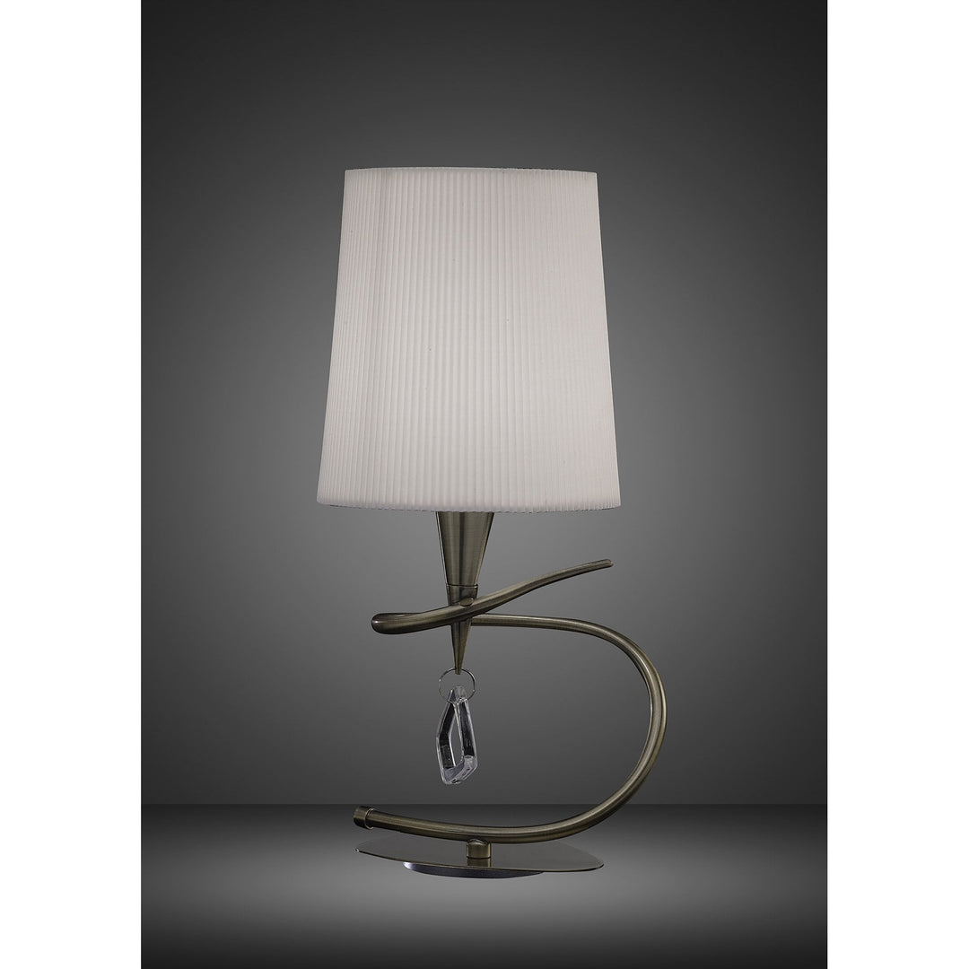 Mantra M1649AB Mara Table Lamp 1 Light E14 Small Antique Brass Ivory White Shade