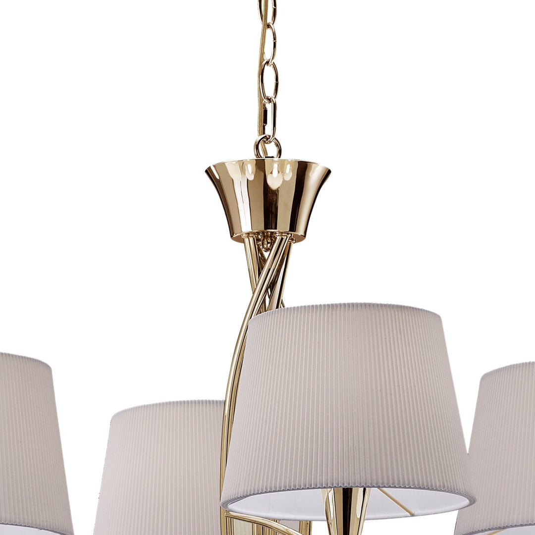 Mantra M1654FG Mara Pendant 2 Tier 8 Light E14 French Gold Ivory White Shades