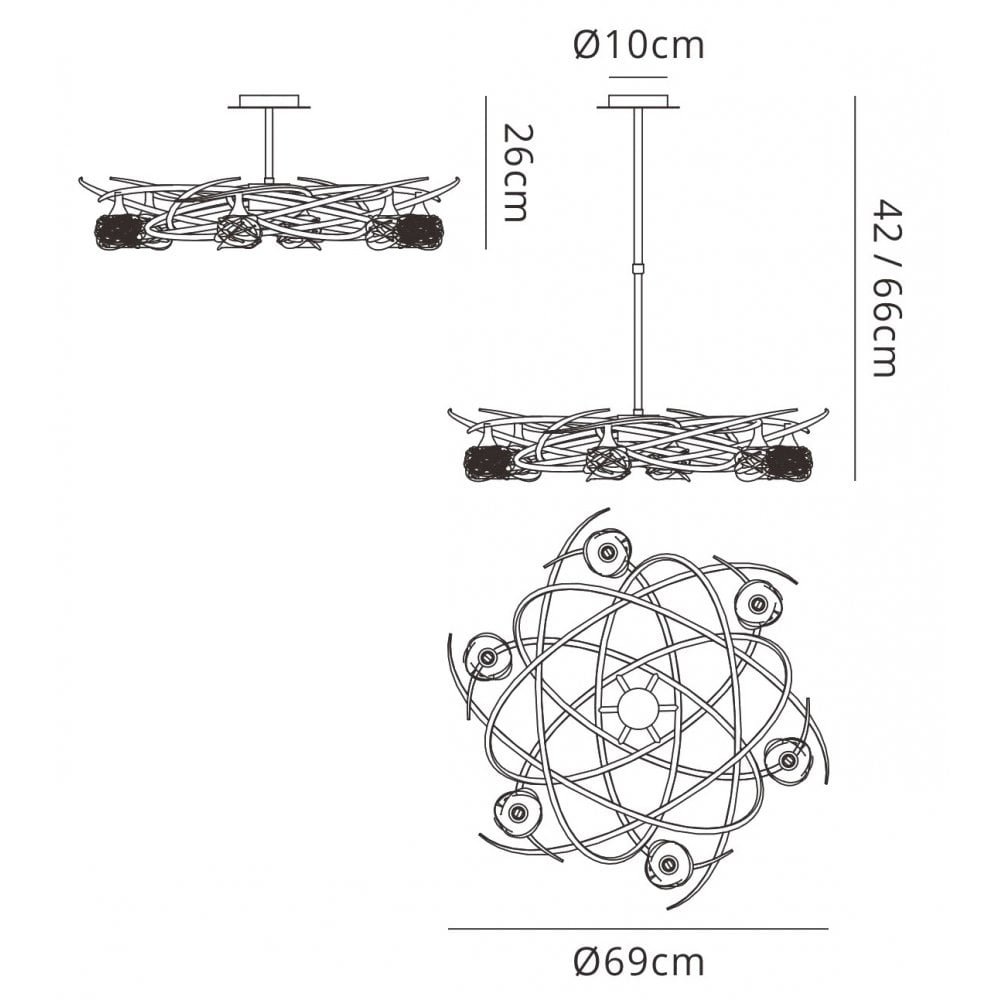 Mantra M3942 Maremagnum Telescopic Semi Flush Convertible 6 Light