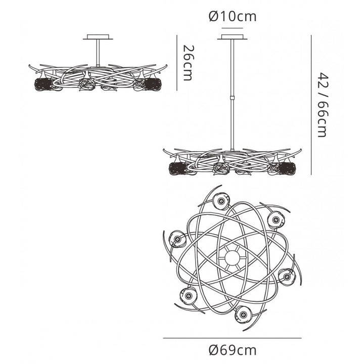 Mantra M3942 Maremagnum Telescopic Semi Flush Convertible 6 Light