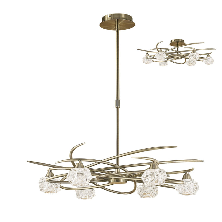 Mantra M4072 Maremagnum Telescopic Semi Flush 6 Light Antique Brass