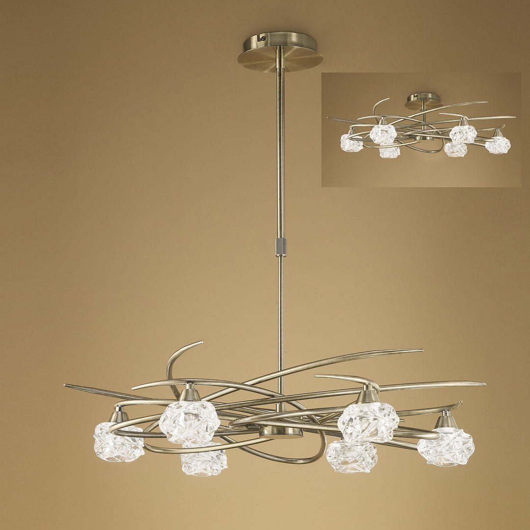 Mantra M4072 Maremagnum Telescopic Semi Flush 6 Light Antique Brass