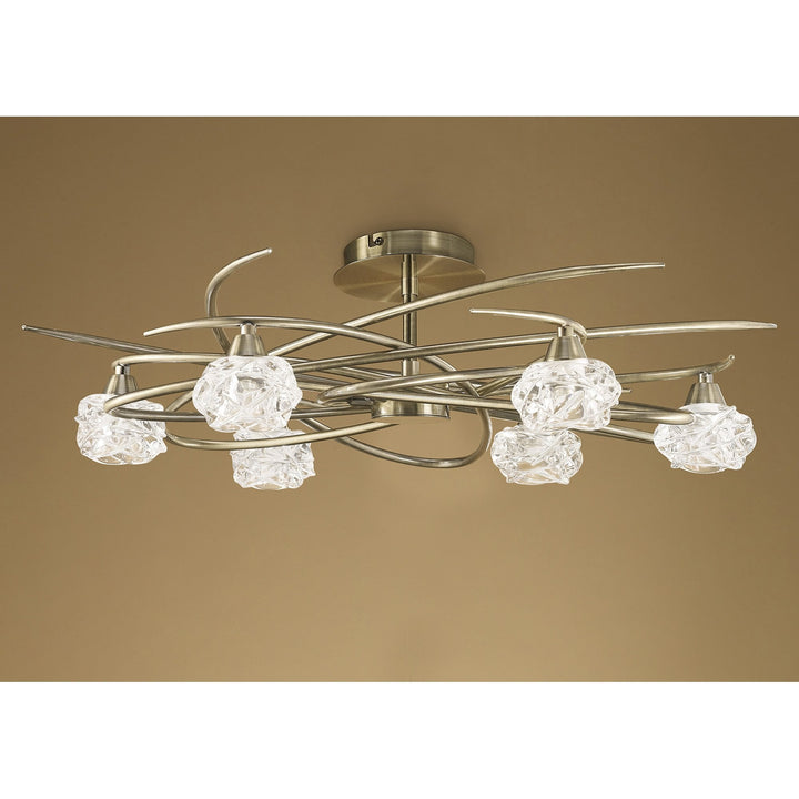 Mantra M4072 Maremagnum Telescopic Semi Flush 6 Light Antique Brass