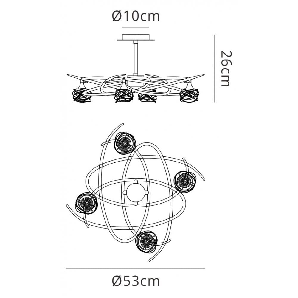 Mantra M4073 Maremagnum Ceiling 4 Light Antique Brass