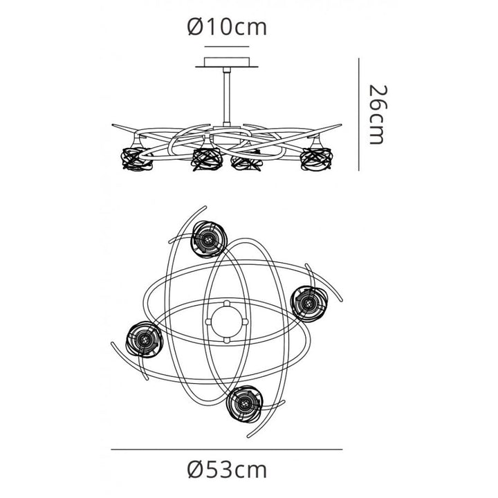 Mantra M4073 Maremagnum Ceiling 4 Light Antique Brass