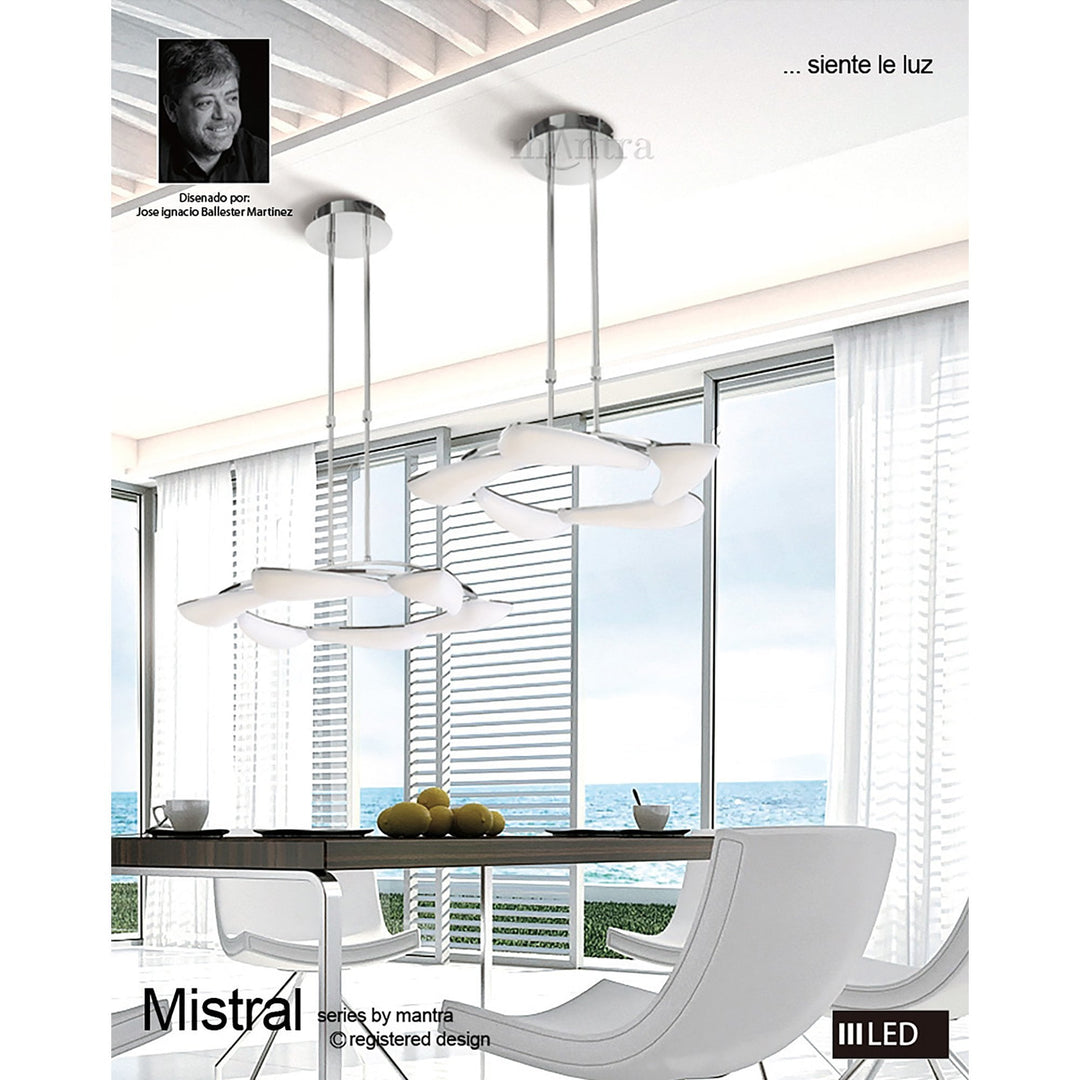 Mantra M3800 Mistral Telescopic LED Round Polished Chrome