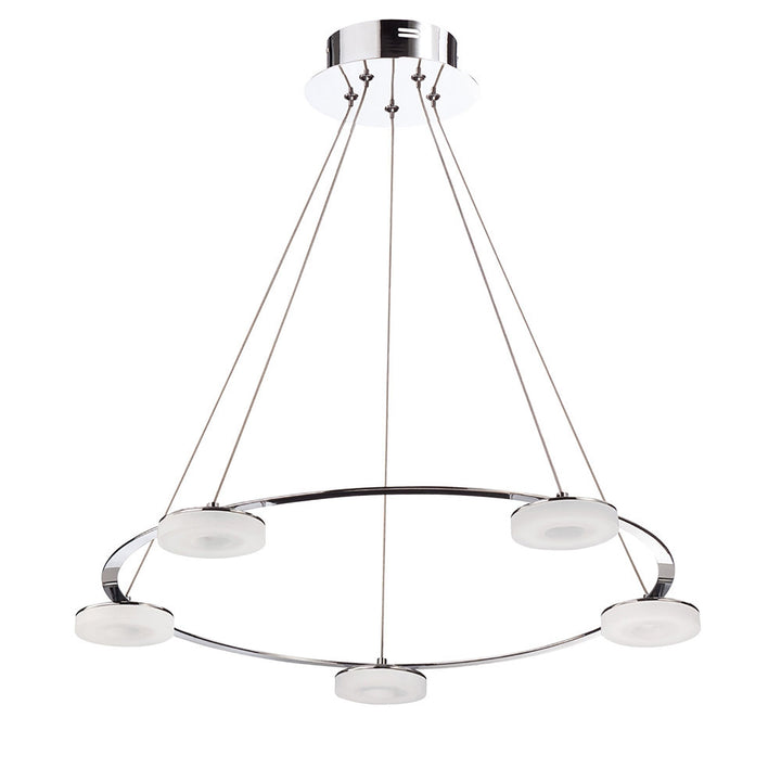 Mantra M8197/1 Nimbus Pendant 5 Light 25W LED Polished Chrome/Frosted Acrylic