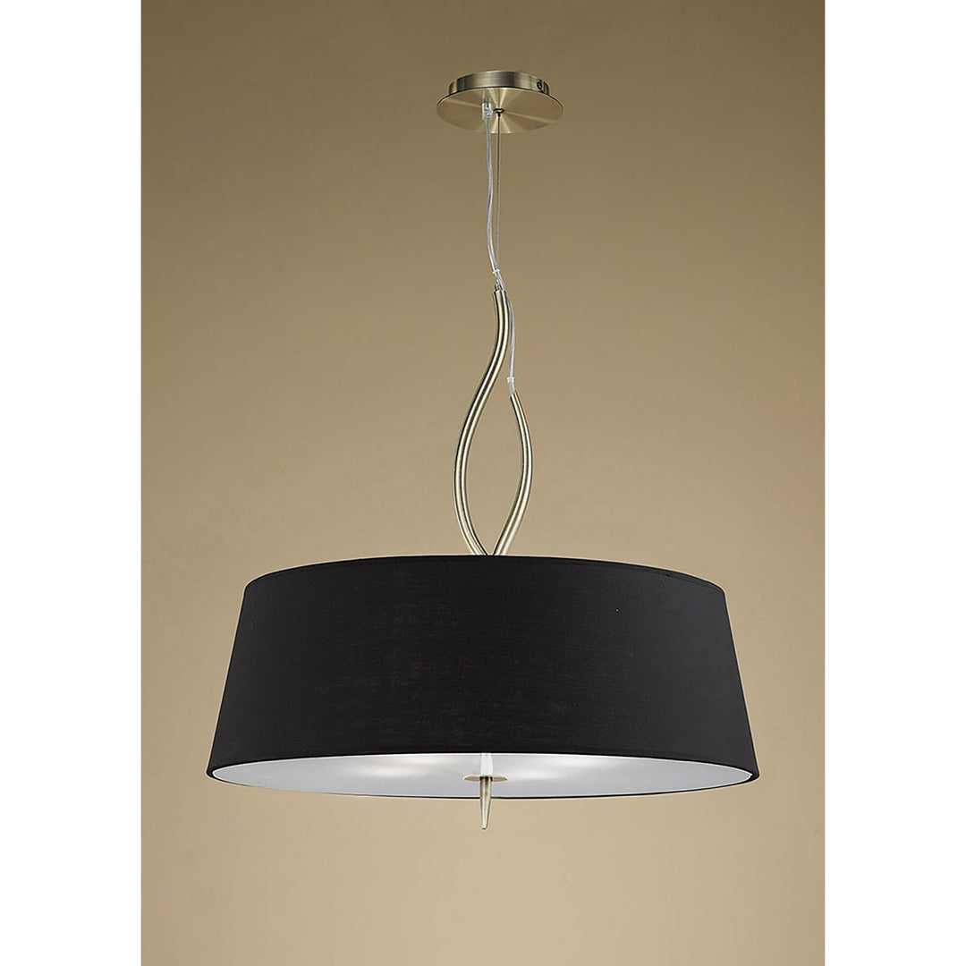 Mantra M1922/BS Ninette Pendant 4 Light E27 Black Shades Antique Brass