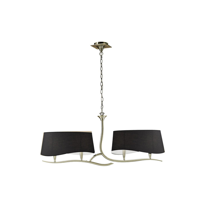 Mantra M1921/BS Ninette Linear Pendant 2 Arm 4 Light E14 Black Shades Antique Brass