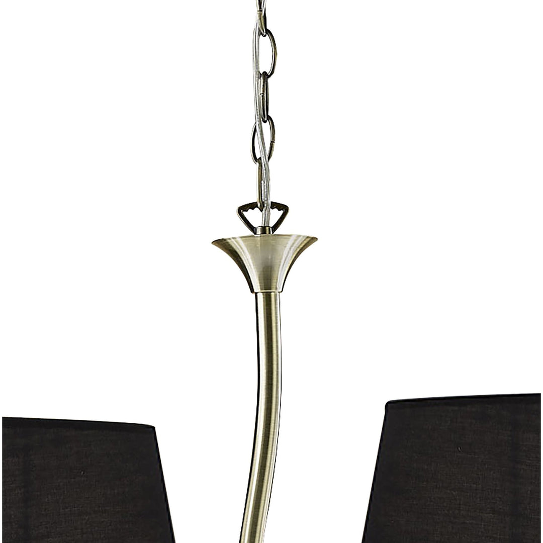 Mantra M1921/BS Ninette Linear Pendant 2 Arm 4 Light E14 Black Shades Antique Brass