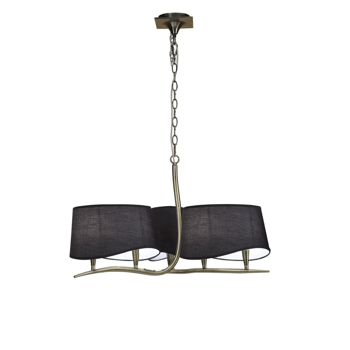 Mantra M1920/BS Ninette Pendant 3 Arm 6 Light E14 Black Shades Antique Brass