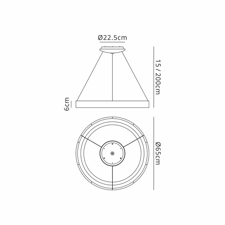 Mantra M8016 Niseko Ring Pendant 65cm 50W LED Remote Control Wood