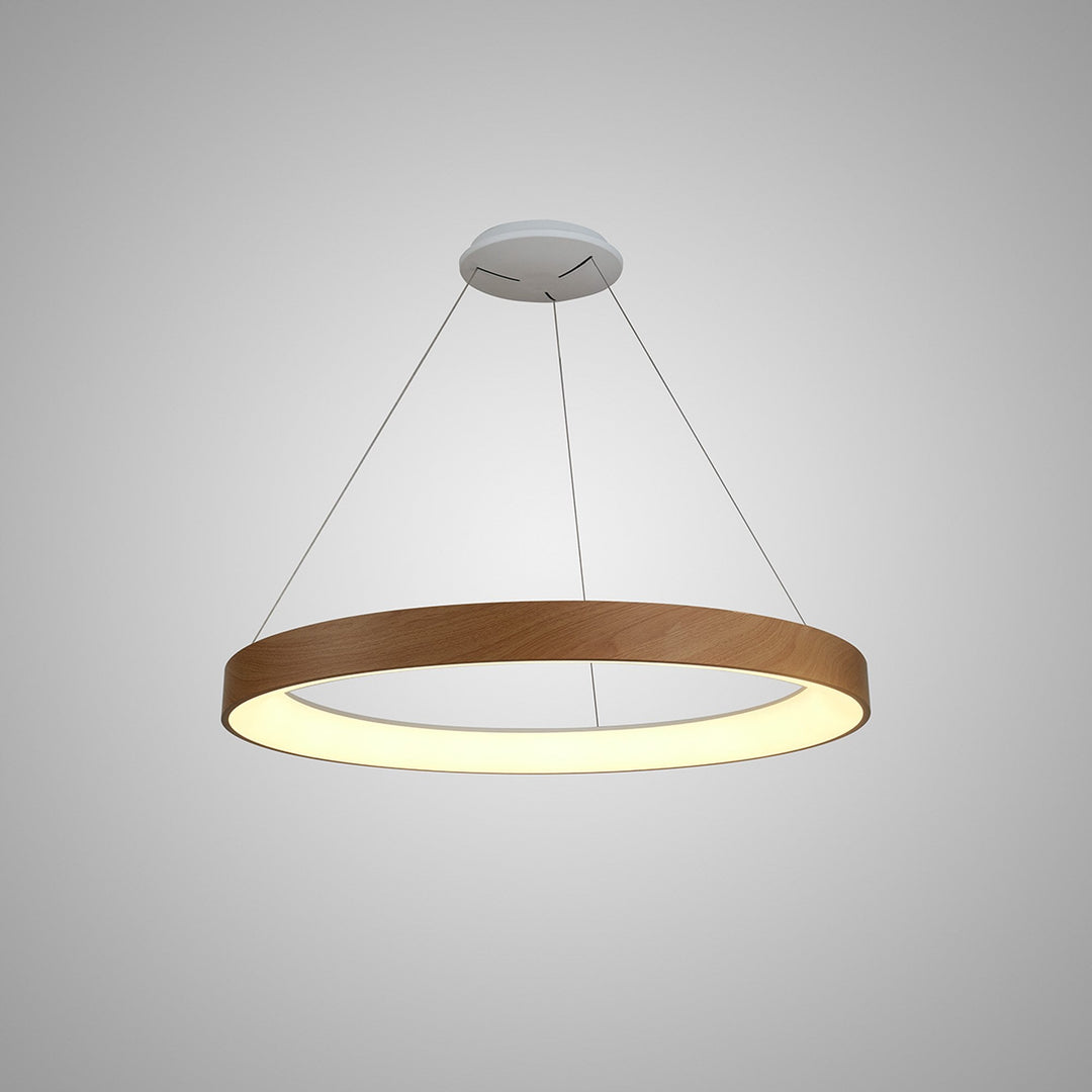 Mantra M8016 Niseko Ring Pendant 65cm 50W LED Remote Control Wood