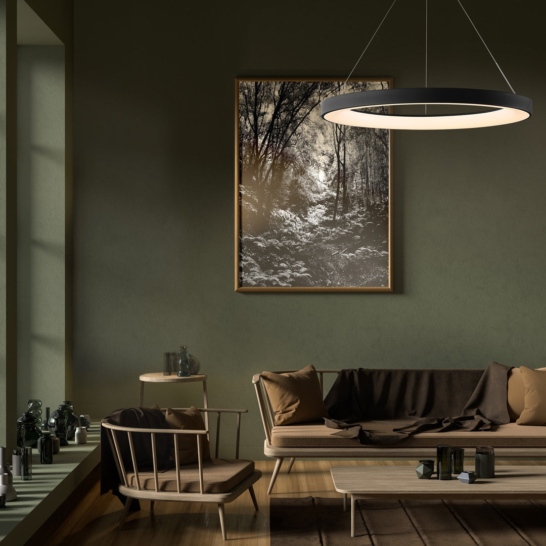 Mantra M8016 Niseko Ring Pendant 65cm 50W LED Remote Control Wood