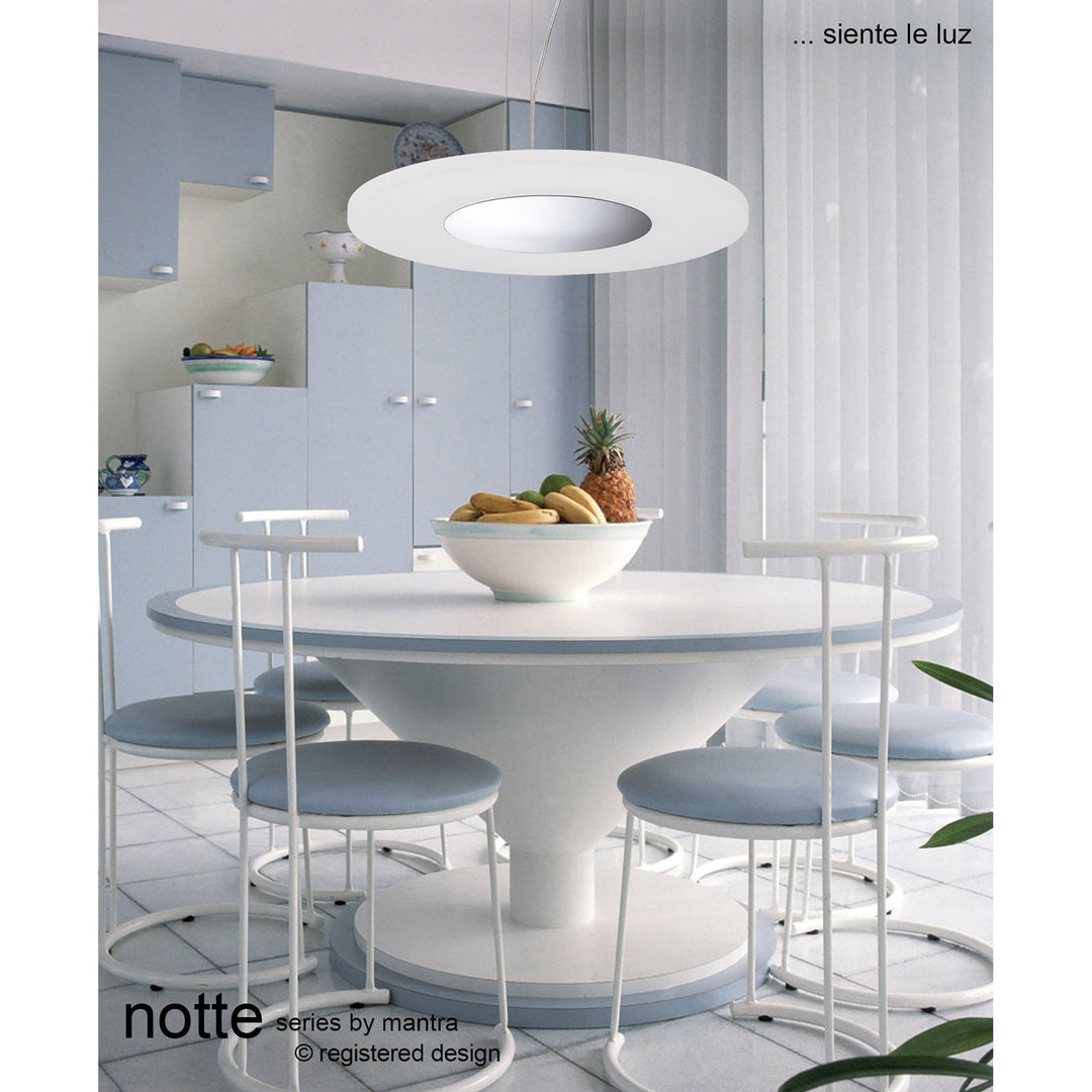 Mantra M8120/1 Notte Pendant 28W LED Square Polished Chrome/Frosted Acrylic