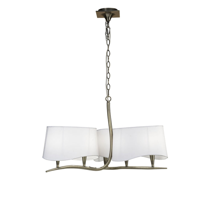 Mantra M1920 Ninette Pendant 3 Arm 6 Light E14 Antique Brass Ivory White Shades