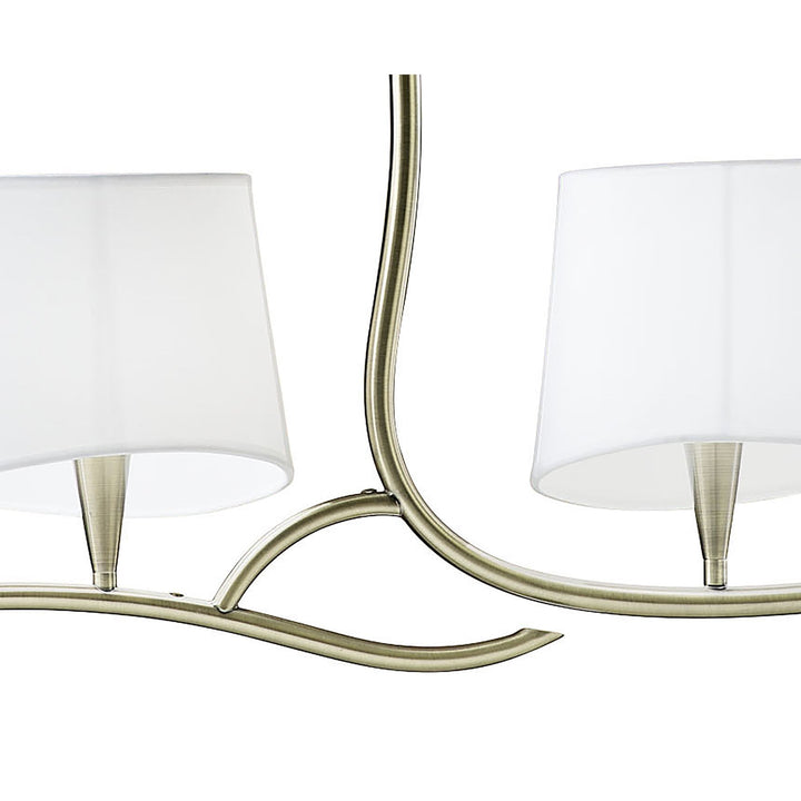 Mantra M1921 Ninette Linear Pendant 2 Arm 4 Light E14 Antique Brass Ivory White Shades