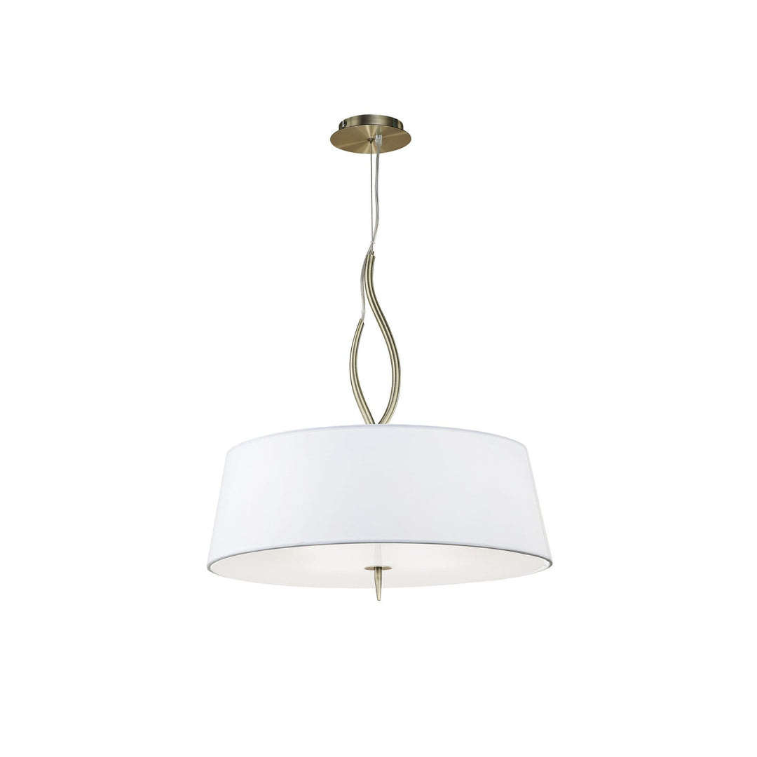 Mantra M1922 Ninette Pendant 4 Light E27 Antique Brass Ivory White Shades