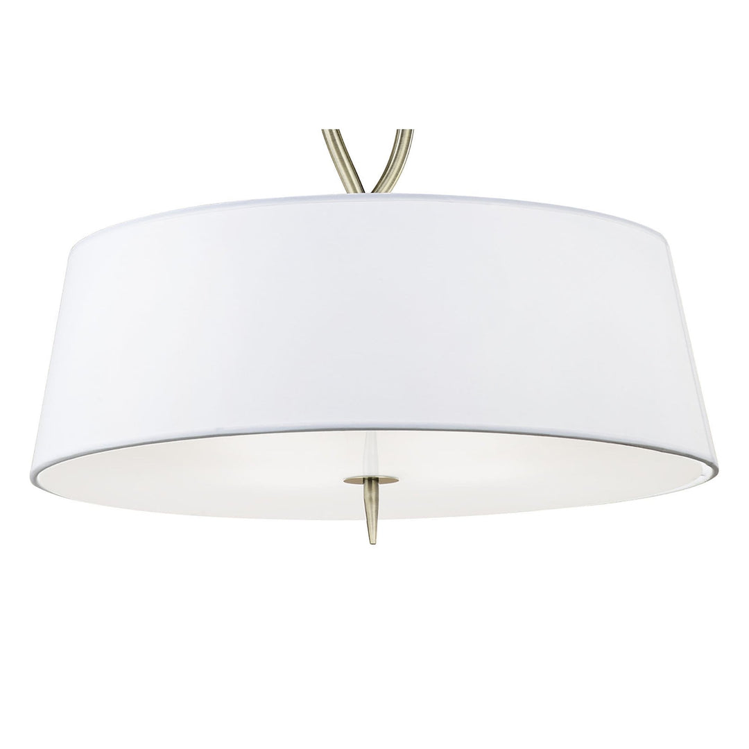 Mantra M1922 Ninette Pendant 4 Light E27 Antique Brass Ivory White Shades