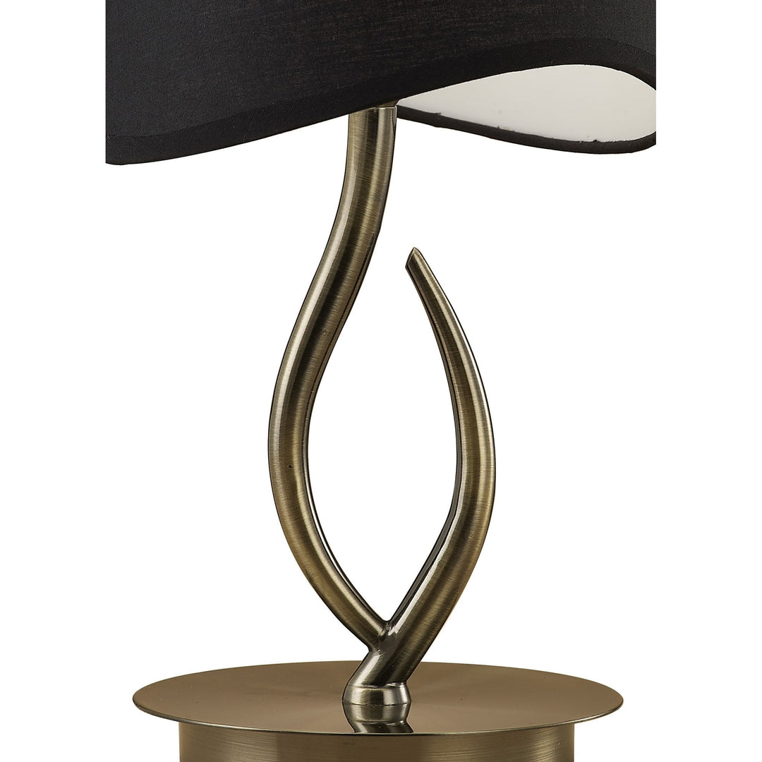 Mantra M1925/BS Ninette Table Lamp 1 Light E14 Small Antique Brass Black Shade