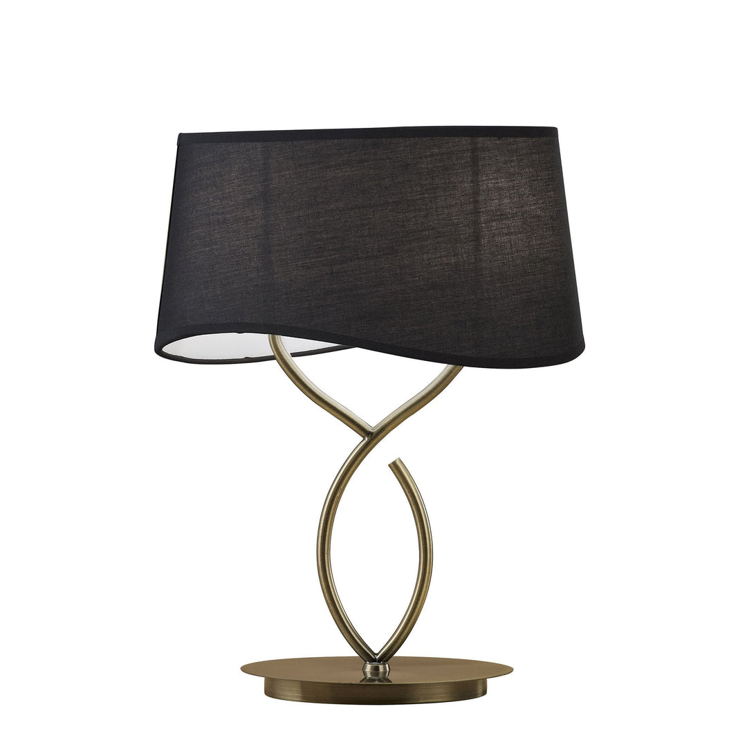 Mantra M1926/BS Ninette Table Lamp 2 Light E14 Large Antique Brass Black Shade